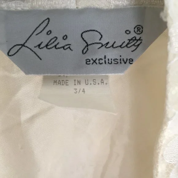 Lilia Smitty Vintage White Lace Beaded Sequin Top Size 3/4 - Picture 4 of 9